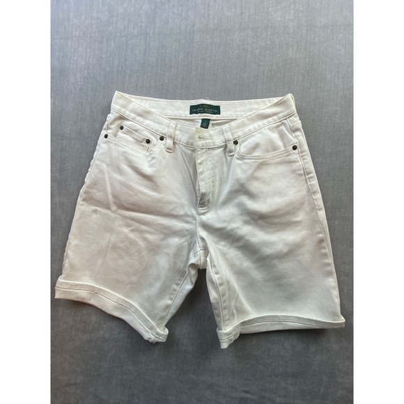 Lauren Ralph Lauren Pants - Lauren Ralph Lauren White Denim Bermuda Shorts Cuffed Size 6‎ Lauren Jeans Co